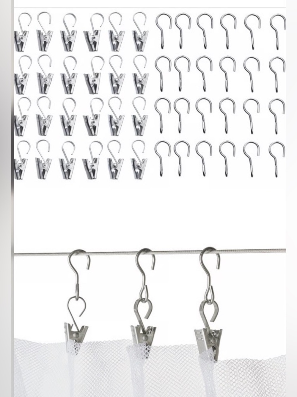 IKEA Riktig Curtain Hanging Hook With Clip 24 Pieces Pack New, Sealed